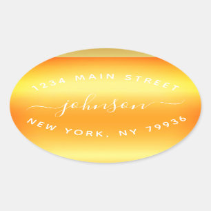 Create Your Own Return Address Gold White Oval Sticker