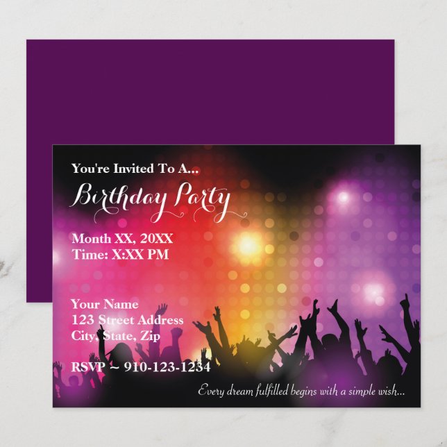 Create Your Own Rock Birthday Party Invitation (Front/Back)