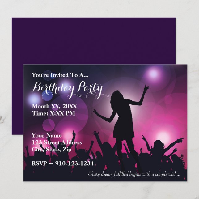 Create Your Own Rock Birthday Party Invitation (Front/Back)