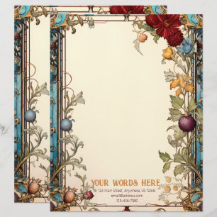 Create Your Own Romantic Autumn Garden Floral Custom Letterhead