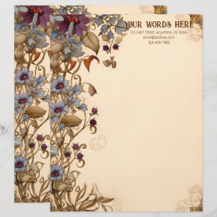 Create Your Own Romantic Autumn Garden Flowers Custom Letterhead