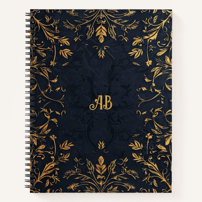 Create Your Own Romantic Black & Gold Notebook (Front)