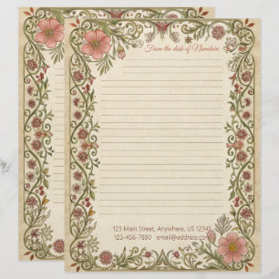 Create Your Own Romantic Coral Art Nouveau Floral Custom Letterhead