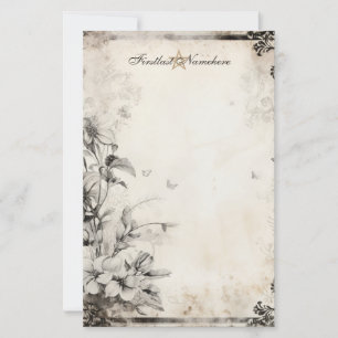 Create Your Own Romantic Gothic Grey Floral Stationery