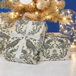 Create Your Own Romantic Gothic Raven Damask Wrapping Paper