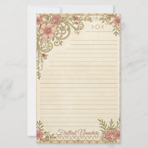 Create Your Own Romantic Pink Lacey Floral Notes Stationery
