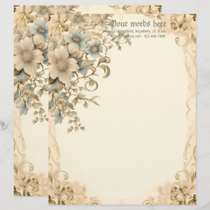 Create Your Own Romantic Renassiance Flowers Custom Letterhead