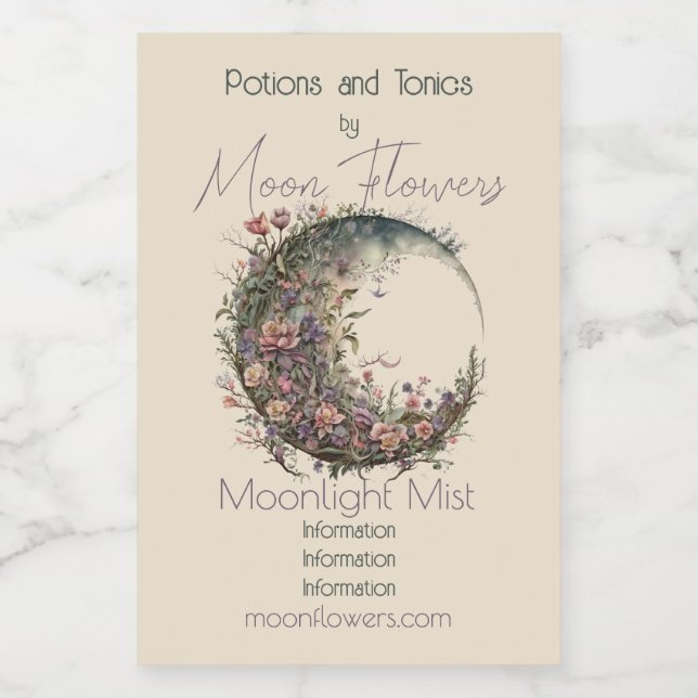 Create Your Own Romantic Roses Floral Moon Wine Label (Single Label)