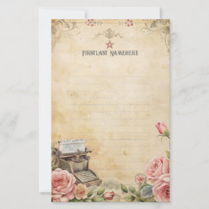 Create Your Own Romantic Roses Typewriter Note Stationery