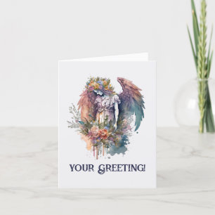 Create Your Own Romantic Sombre Christmas Angel  Holiday Card