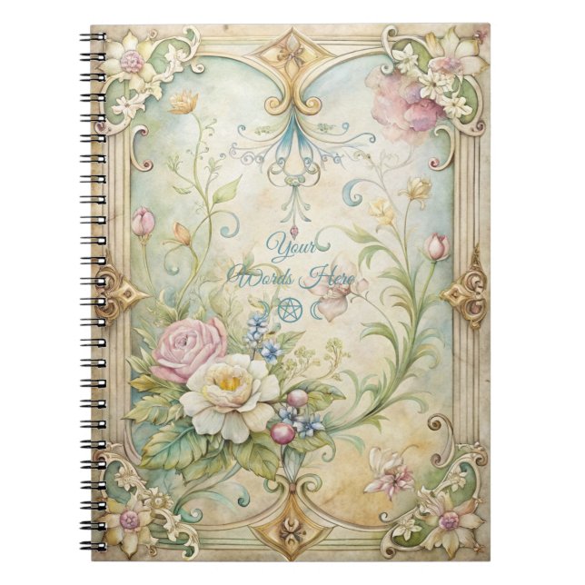 Create Your Own Romantic Victorian Flower Garden Notebook (Front)