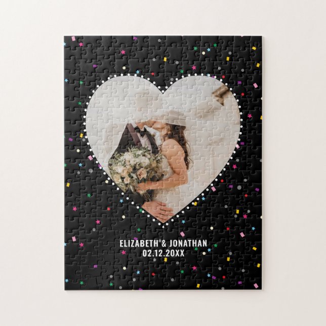 Create Your Own Romantic Wedding Heart Photo Jigsaw Puzzle (Vertical)