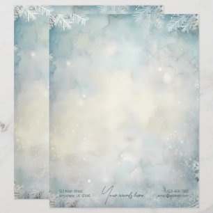 Create Your Own Romantic Winter Snowflakes Yule Custom Letterhead