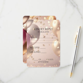 Create Your Own Rose Gold Balloons RSVP Card