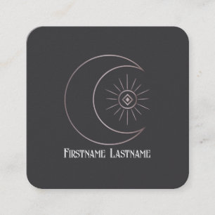 Create Your Own Rose Pink Celestial Crescent Moon Square Business Card