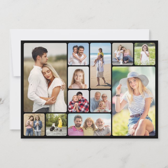 Create Your Own Round Corners 12 Photo Collage Card (Front)