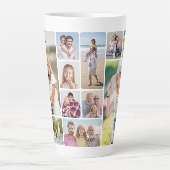 Create Your Own Round Corners 12 Photo Collage Latte Mug (Front)