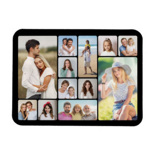 Create Your Own Round Corners 12 Photo Collage Magnet