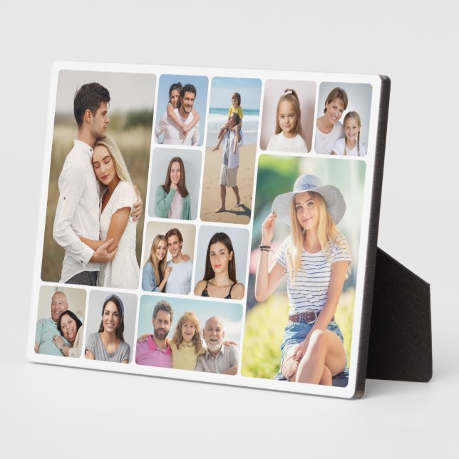 Create Your Own Round Corners 12 Photo Collage Plaque (Side)