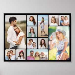 Create Your Own Round Corners 12 Photo Collage Poster