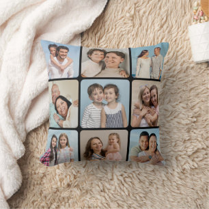 Create Your Own Round Corners 9 Photo Collage Cushion