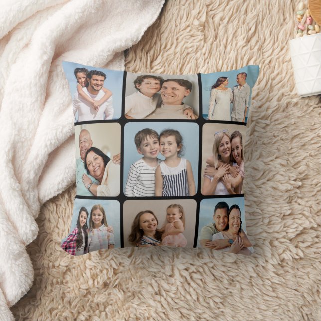 Create Your Own Round Corners 9 Photo Collage Cushion (Blanket)