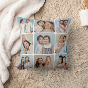 Create Your Own Round Corners 9 Photo Collage Cushion
