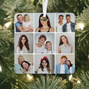 Create Your Own Round Corners 9 Photo Collage Metal Tree Decoration