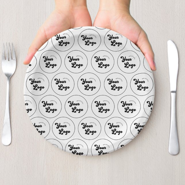 Create Your Own Round Logo Pattern Business Party Paper Plate (Creator Uploaded)