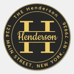 Create Your Own Round Monogram Return Address Classic Round Sticker