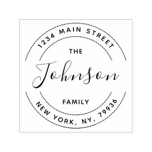 Create Your Own Round Return Address Family Name Self-inking Stamp