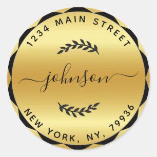 Create Your Own Round Return Address Gold Classic Round Sticker