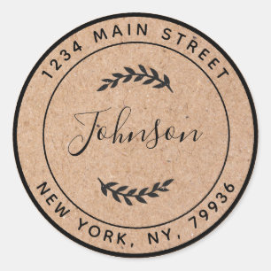 Create Your Own Round Return Address Kraft Classic Round Sticker