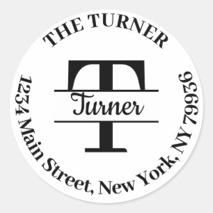 Create Your Own Round Return Address Monogram Classic Round Sticker