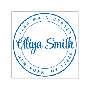 Create Your Own Round Script Return Address Self-inking Stamp