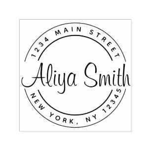 Create Your Own Round Script Return Address Self-inking Stamp