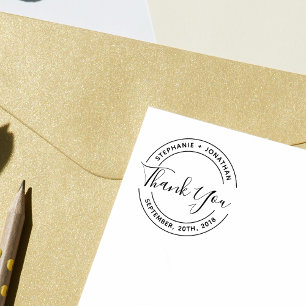 Create Your Own Round Wedding Thank You Rubber Stamp