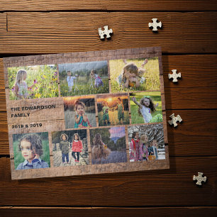 Create your own rustic family photo collage jigsaw puzzle
