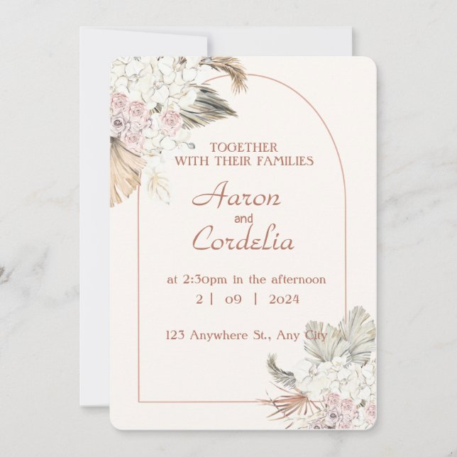 Create Your Own Rustic Natural boho Floral Wedding Invitation (Front)