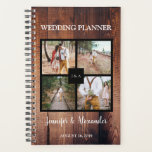 Create your own rustic photo collage wedding planner<br><div class="desc">Create your own rustic family photo collage,  dark wood,  small wedding planner.
You can add your own photos at the front,  add your names,  monogram and text and create a very personal and unique wedding planner.</div>