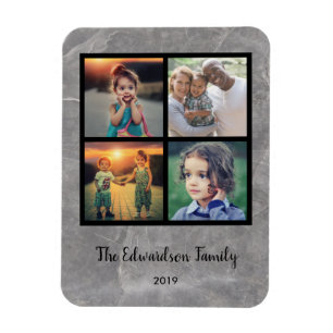 Create your own rustic stone family photo collage magnet