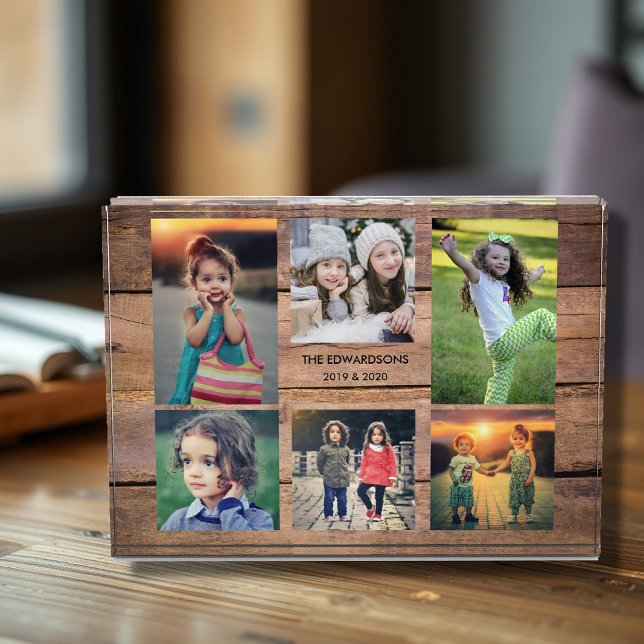 Create your own rustic wood family photo collage (Rustic wood family photo collage photo block. Personal photo block to show your beautiful memories.
)
