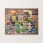 Create your own rustic wood family photo collage jigsaw puzzle<br><div class="desc">Make your own most beautiful family photo collage puzzle.
Family name,  custom photo collage jigsaw puzzle
You can personalize it and add your most beautiful photos. Great fun !</div>