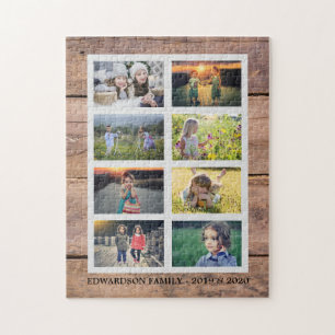 Create your own rustic wood family photo collage jigsaw puzzle