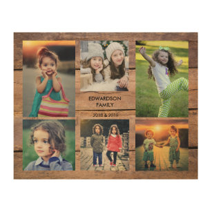 Create your own rustic wood family photo collage wood wall art