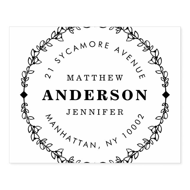 Create Your Own Rustic Wreathed Return Address Rubber Stamp (Imprint)