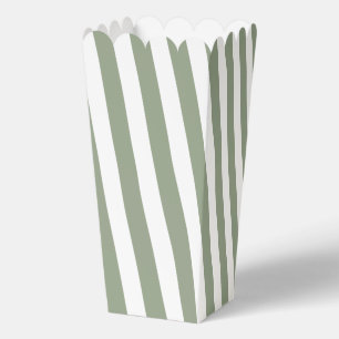 Create Your Own Sage Green White Striped Pattern Favour Box