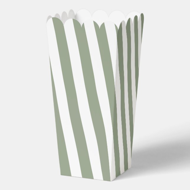 Create Your Own Sage Green White Striped Pattern Favour Box (Back)