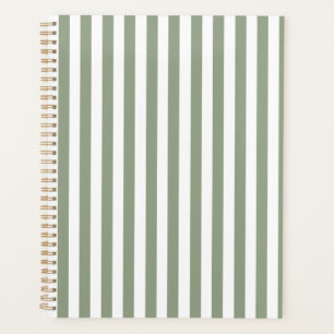 Create Your Own Sage Green White Striped Pattern Planner