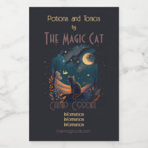 Create Your Own Scenic Mystical Black Cat Wine Label